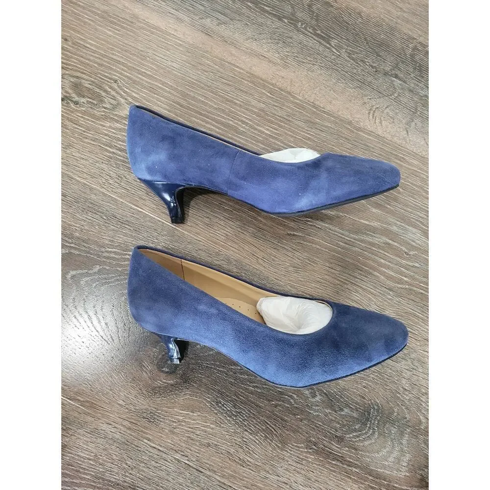 Trotters Women's‎ Blue Suede Kitten Heels size 6WW Pumps #7